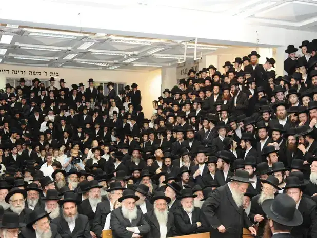 מאות וחסידי האדמו"ר מסלונים בשכונת מאה שערים בירושלים בעקבות פסיקת בג"צ בנוגע לבית הספר בעמנואל (עומר מירון) מאות וחסידי האדמו"ר מסלונים בשכונת מאה שערים בירושלים בעקבות פסיקת בג"צ בנוגע לבית הספר בעמנואל (עומר מירון)