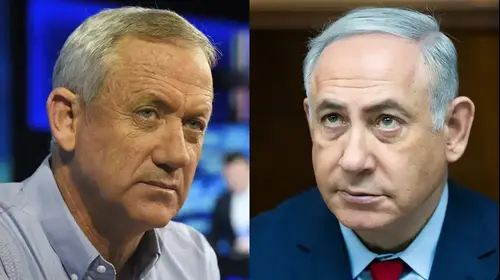 בינמין נתניהו בני גנץ (עיבוד תמונה , ראובן קסטרו, רויטרס)