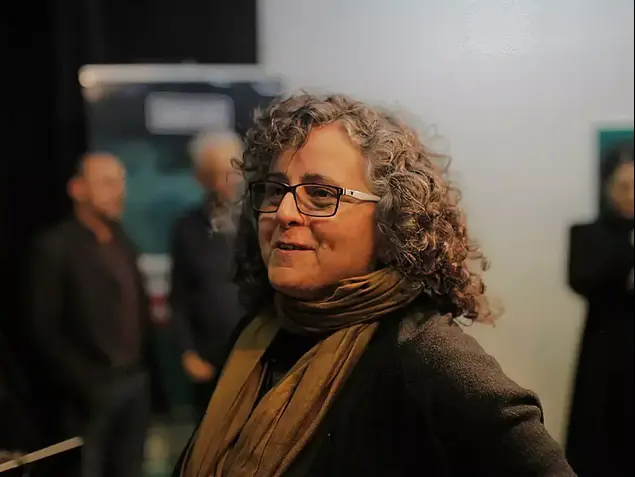 עאידה תומא במסיבת עיתונאים של הרשימה המשותפת, תל אביב. פברואר 2015 (דרור עינב)