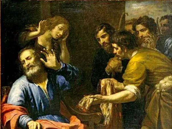 יפשיטו. כתונת יוסף מובאת ליעקב, ג'ובאני דה אנדריאה פרארי, 1640 (Creative Commons , נחלת הכלל)
