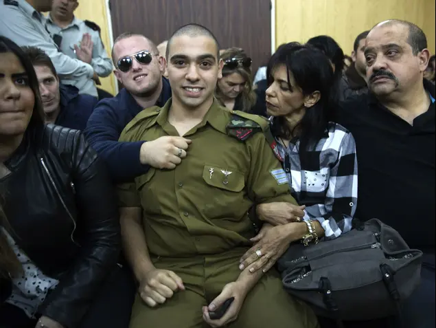 הכרעת דין לחייל אלאור אזריה, קריה, תל אביב. ינואר 2017 (AP)