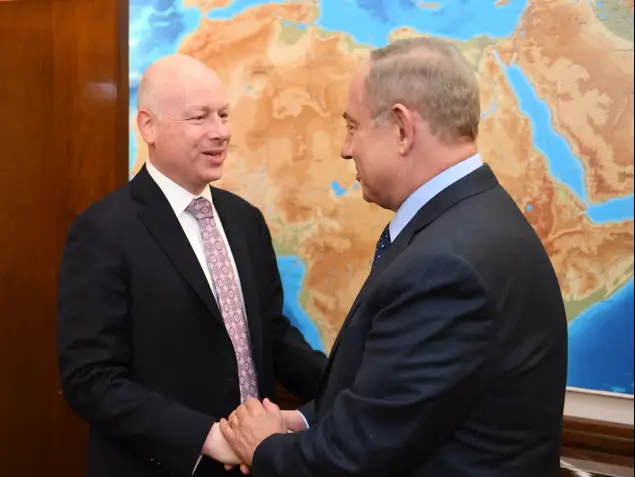 ראש הממשלה בנימין נתניהו ושליח ממשל טראמפ למזרח התיכון ג'ייסון גרינבלט. ירושלים, 13 במרץ 2017 (מערכת וואלה! NEWS , שגרירות ארצות הברית בישראל
מאטי שטרן)