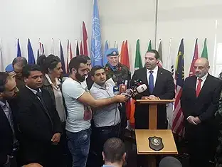 ראש ממשלת לבנון סעד אל-חרירי בסיור בסמוך לגבול עם ישראל, 21 באפריל 2017 (צילום מסך)