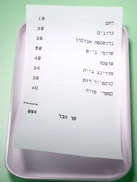 חשבון מסעדת באנה (צילום מסך)