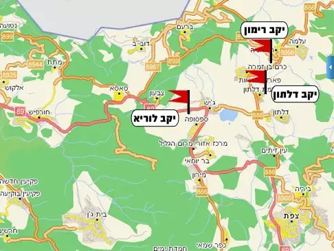 מפת איזור הגליל העליון (צילום מסך , : וואלה! מפות)