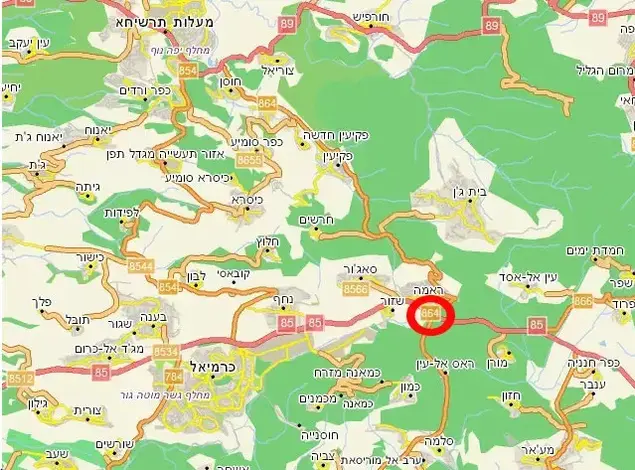 תאונת דרכים קטלנית 3 הרוגים בצומת ראמה אזור כרמיאל, ינואר 2012 (יח"צ , וואלה! מפות)