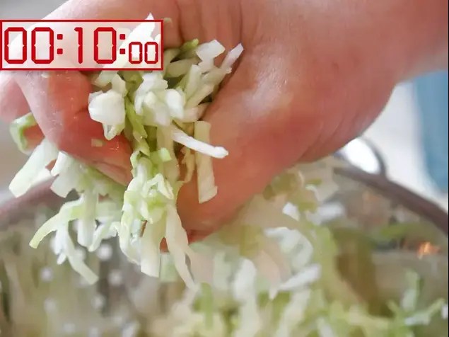 מערבבים כרוב עם מלח, משהים וסוחטים (נמרוד סונדרס)