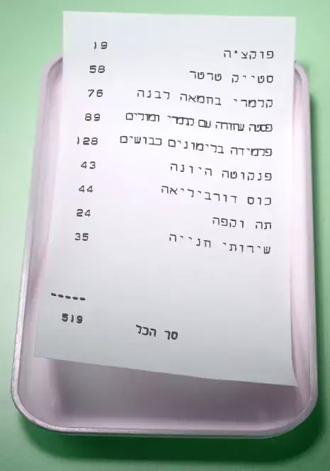 אילוסטרציית חשבון למסעדת שילה (מערכת וואלה! NEWS)