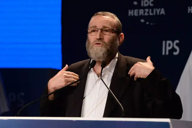 ח"כ משה גפני, כנס הרצליה, יוני 2015 (ראובן קסטרו)