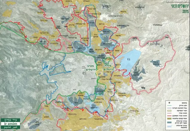 מפת גדר ההפרדה בעוטף ירושלים (סריקה)