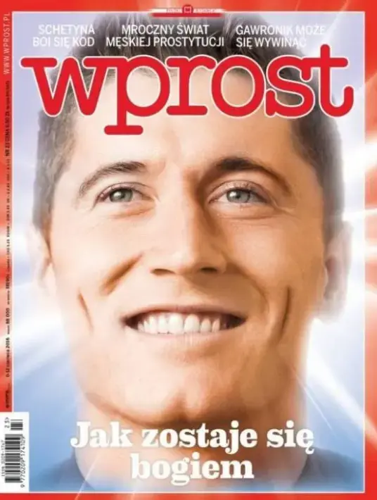 רוברט לבנדובסקי על שער מגזין wprost (צילום מסך)