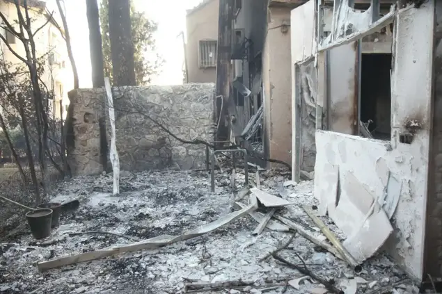 בתים חרוכים לאחר השריפה בחיפה, רחוב מרטין בובר, 25 בנובמבר 2016 (שלומי גבאי)