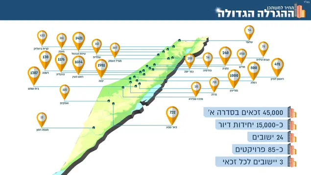 מיקומי ההגרלות בתכנית "מחיר למשתכן" (יח"צ)