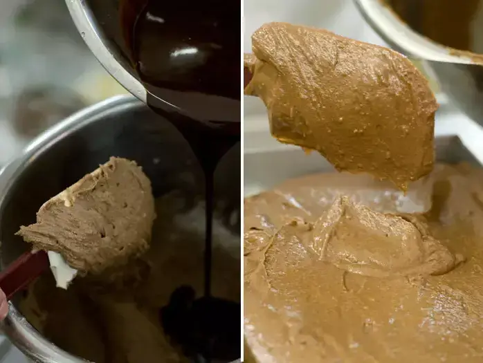 ממיסים שוקולד מריר ומקפלים לתבנית (נמרוד סונדרס)