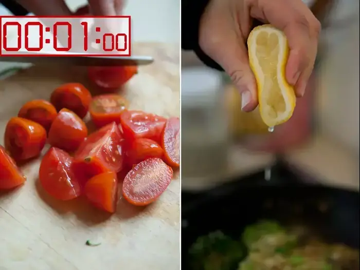 מוסיפים עגבניות, מיץ לימון וקליפת לימון (נמרוד סונדרס) מוסיפים עגבניות, מיץ לימון וקליפת לימון (נמרוד סונדרס)
