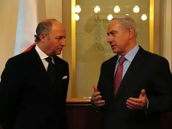 ראש הממשלה בנימין נתניהו עם שר החוץ הצרפתי לורן פאביוס בירושלים, נובמבר 2012 (לשכת העיתונות הממשלתית , קובי גדעון)