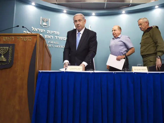 ראש הממשלה נתניהו במסיבת עיתונאים אחרי הכרזת הפסקת האש במבצע צוק איתן 27 באוגוסט 2014 (ספק 500 , EPA) ראש הממשלה נתניהו במסיבת עיתונאים אחרי הכרזת הפסקת האש במבצע צוק איתן 27 באוגוסט 2014 (ספק 500 , EPA)