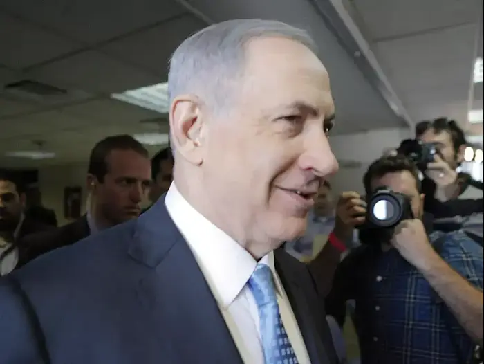 ראש הממשלה בנימין נתניהו מדבר במצודת זאב לאחר הניצחון בפריימריז בליכוד, 1 בינואר 2015 (דרור עינב)
