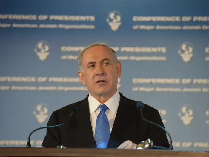 ראש הממשלה בנימין נתניהו נושא דברים בועידת הנשיאים במלון ענבל בירושלים. פברואר 2015 (לשכת העיתונות הממשלתית , עמוס בן גרשום) ראש הממשלה בנימין נתניהו נושא דברים בועידת הנשיאים במלון ענבל בירושלים. פברואר 2015 (לשכת העיתונות הממשלתית , עמוס בן גרשום)