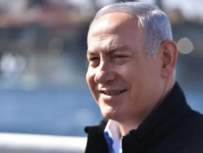 ראש הממשלה בנימין נתניהו ושר האנרגיה יובל שטייניץ ישתתפו באירוע לרגל הגעת החלק התחתון של אסדת הגז "לווייתן", 31 בינואר 2019 (ניב אהרונסון) ראש הממשלה בנימין נתניהו ושר האנרגיה יובל שטייניץ ישתתפו באירוע לרגל הגעת החלק התחתון של אסדת הגז "לווייתן", 31 בינואר 2019 (ניב אהרונסון)
