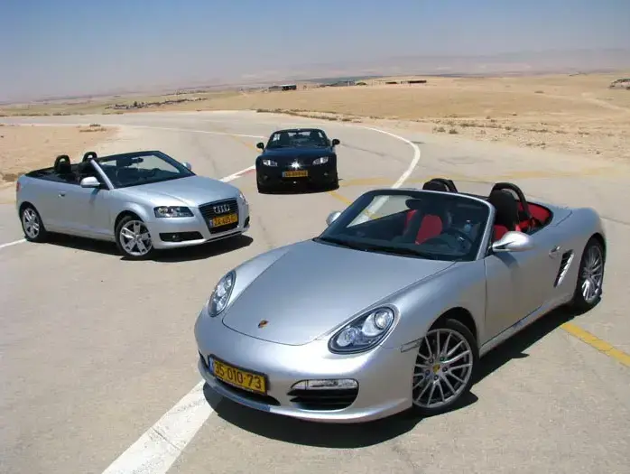 מבחן פתוחות אודי A3 קבריולט, מאזדה MX5, פורשה בוקסטר S PDK (קובי ליאני) מבחן פתוחות אודי A3 קבריולט, מאזדה MX5, פורשה בוקסטר S PDK (קובי ליאני)