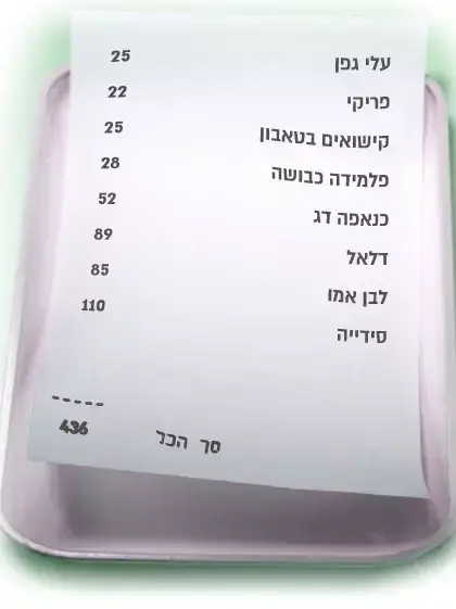 חשבון מסעדת דלאל בעכו (עיבוד תמונה) חשבון מסעדת דלאל בעכו (עיבוד תמונה)