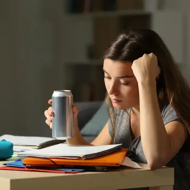 אישה עייפה שותה משקה אנרגיה (ShutterStock)