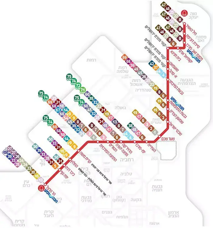 מפת הפעימה הראשונה בתחבורה הציבורית בירושלים, ינואר 2012 (אתר רשמי , משרד התחבורה) מפת הפעימה הראשונה בתחבורה הציבורית בירושלים, ינואר 2012 (אתר רשמי , משרד התחבורה)