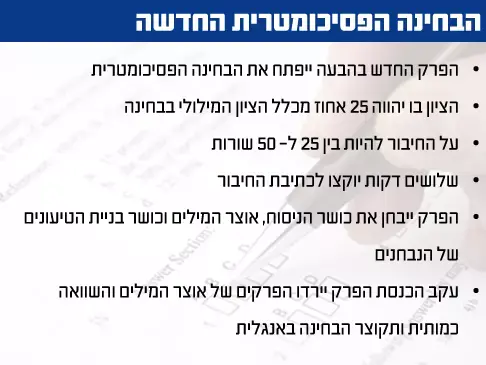 הבחינה הפסיכומטרית החדשה (מערכת וואלה! NEWS) הבחינה הפסיכומטרית החדשה (מערכת וואלה! NEWS)