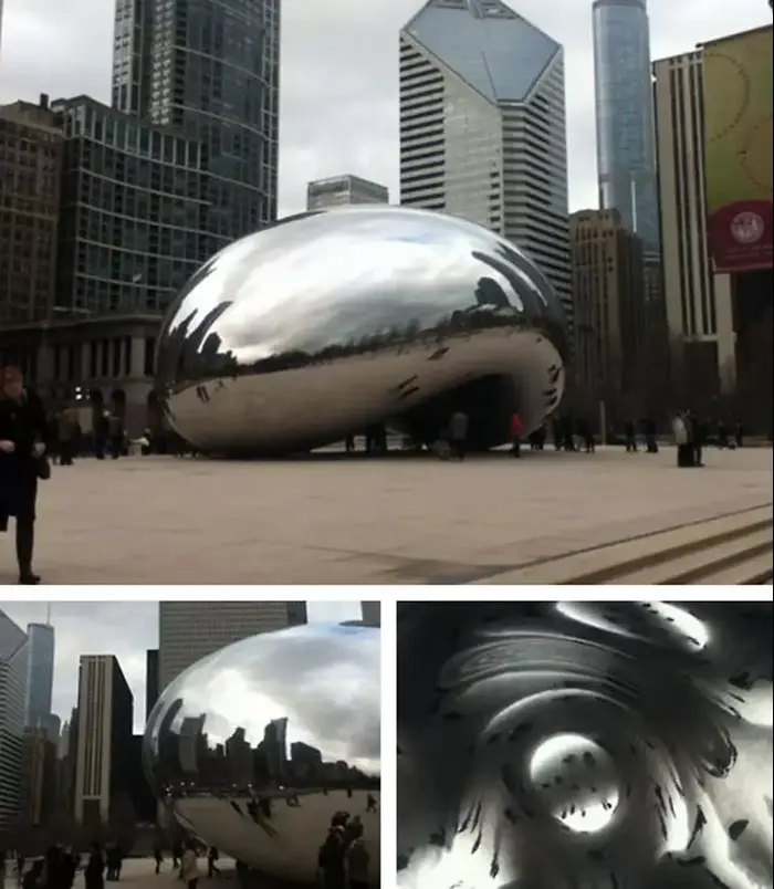הפסל Cloud Gate של אניש קאפור מתוך הטמבלר "uncuthairofgraves" (צילום מסך) הפסל Cloud Gate של אניש קאפור מתוך הטמבלר "uncuthairofgraves" (צילום מסך)
