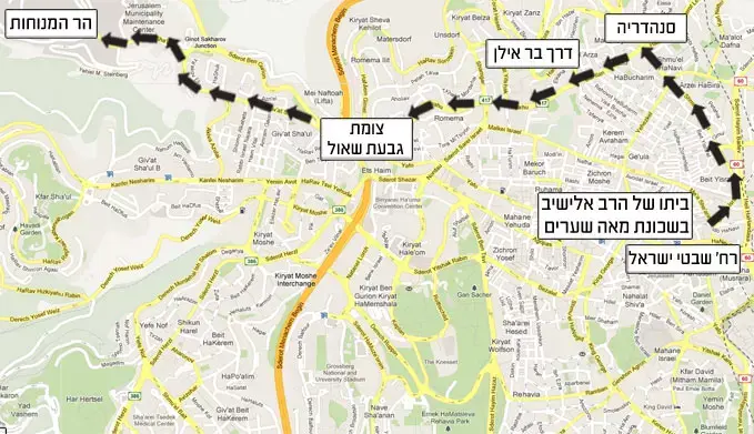 מסלול מסע ההלויה של הרב אלישיב (מערכת וואלה! NEWS) מסלול מסע ההלויה של הרב אלישיב (מערכת וואלה! NEWS)
