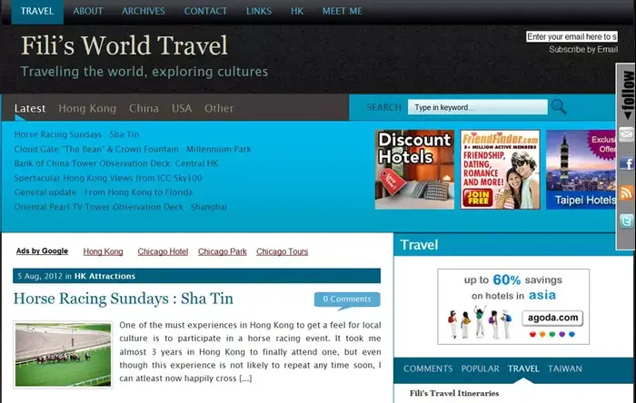 בלוג " Filis World Travel" של גלעד פלדמן (צילום מסך , צילום מסך של בלוג "Filis World Travel")