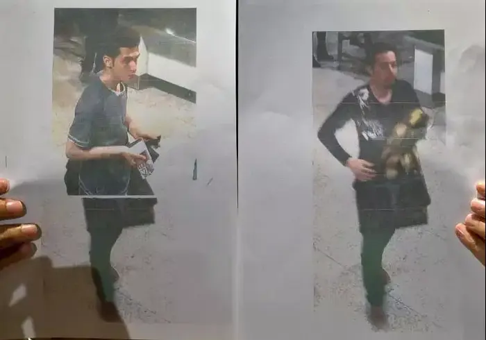 תצלומי אבטחה של שני הנוסעים שעלו לטיסת מלזיה איירליינס באמצעות דרכונים מזויפים, מוצגים במסיבת עיתונאים בקואלה לומפור. 11 במרץ 2014 (צילום מסך) תצלומי אבטחה של שני הנוסעים שעלו לטיסת מלזיה איירליינס באמצעות דרכונים מזויפים, מוצגים במסיבת עיתונאים בקואלה לומפור. 11 במרץ 2014 (צילום מסך)