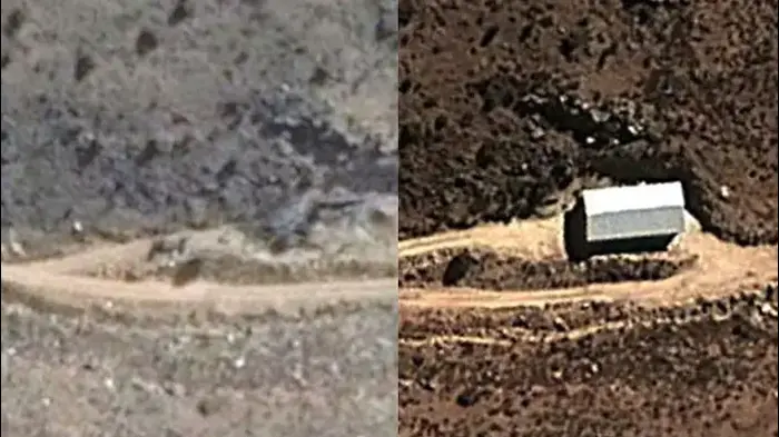 מחסן הנשק שהותקף בלבנון בפברואר האחרון (עיבוד תמונה , צילום מסך, Google Earth) מחסן הנשק שהותקף בלבנון בפברואר האחרון (עיבוד תמונה , צילום מסך, Google Earth)