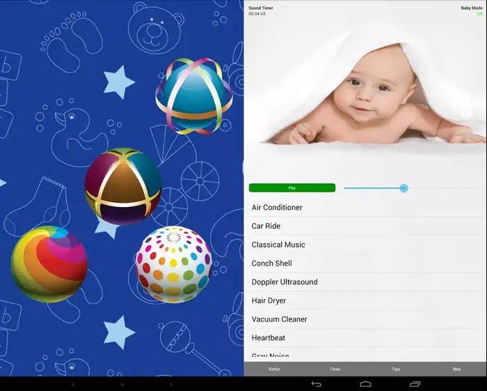 צילום מסך של אפלקיציית רעש לבן לתינוקות (צילום מסך) צילום מסך של אפלקיציית רעש לבן לתינוקות (צילום מסך)