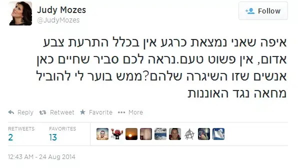 ציוץ של ג'ודי ניר מוזס בטוויטר (צילום מסך , טוויטר) ציוץ של ג'ודי ניר מוזס בטוויטר (צילום מסך , טוויטר)