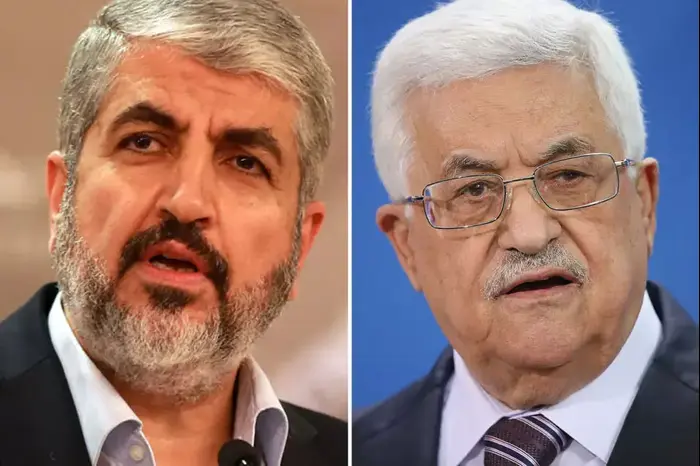 יו"ר הלשכה המדינית של החמאס חאלד משעל ויו"ר הרשות הפלסטינית אבו מאזן (עיבוד תמונה , AP, Getty images) יו"ר הלשכה המדינית של החמאס חאלד משעל ויו"ר הרשות הפלסטינית אבו מאזן (עיבוד תמונה , AP, Getty images)