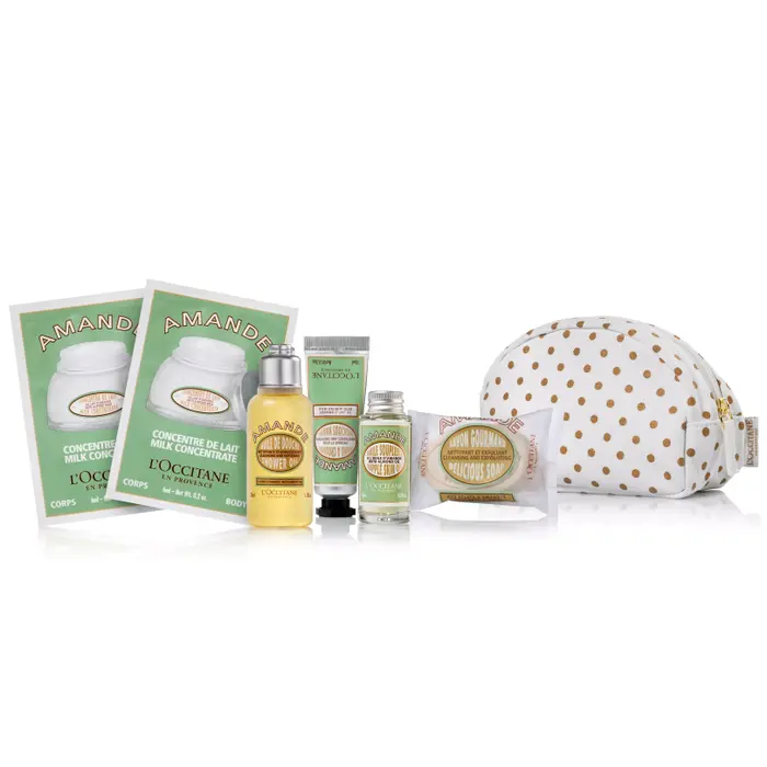 ערכת התנסות מוצרי שקד של חברת L'occitane, מחיר: 49 שקלים (במקום 79 שקלים לרוכשים ב- 300 שקלים ומעלה) באוקטובר 2014 (יח"צ) ערכת התנסות מוצרי שקד של חברת L'occitane, מחיר: 49 שקלים (במקום 79 שקלים לרוכשים ב- 300 שקלים ומעלה) באוקטובר 2014 (יח"צ)