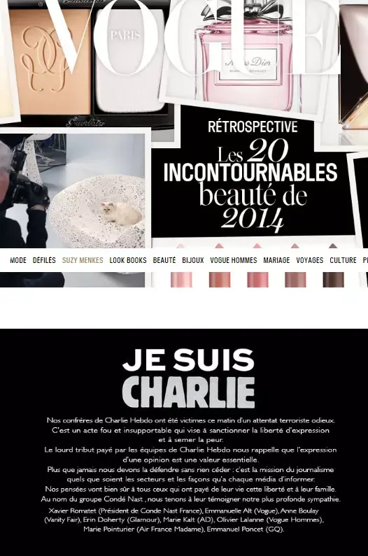 תעשיית האופנה העולמית מזדהה: Je Suis Charlie (סריקה) תעשיית האופנה העולמית מזדהה: Je Suis Charlie (סריקה)