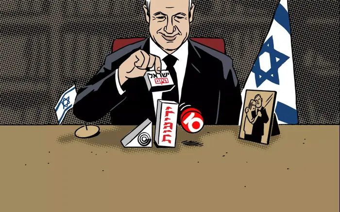 נתניהו וכלי התקשורת בישראל (מערכת וואלה! NEWS , איור: עידו הירשברג)