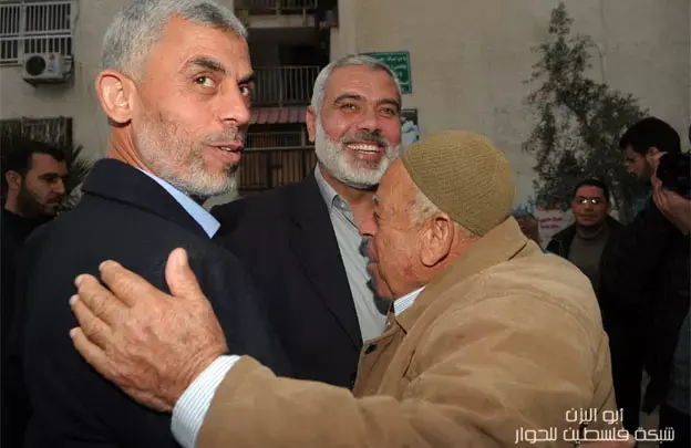 יחיא סנוואר ואיסמעיל הניה (צילום מסך , טוויטר) יחיא סנוואר ואיסמעיל הניה (צילום מסך , טוויטר)