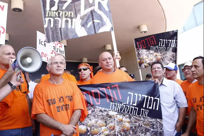 הפגנת חקלאים נגד משרד החקלאות, צומת בית דגן, 10 באוגוסט 2015 (מגד גוזני) הפגנת חקלאים נגד משרד החקלאות, צומת בית דגן, 10 באוגוסט 2015 (מגד גוזני)