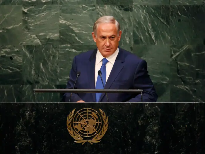בנימין נתניהו נואם בועידת האו"ם, אוקטובר 2015 (רויטרס) בנימין נתניהו נואם בועידת האו"ם, אוקטובר 2015 (רויטרס)