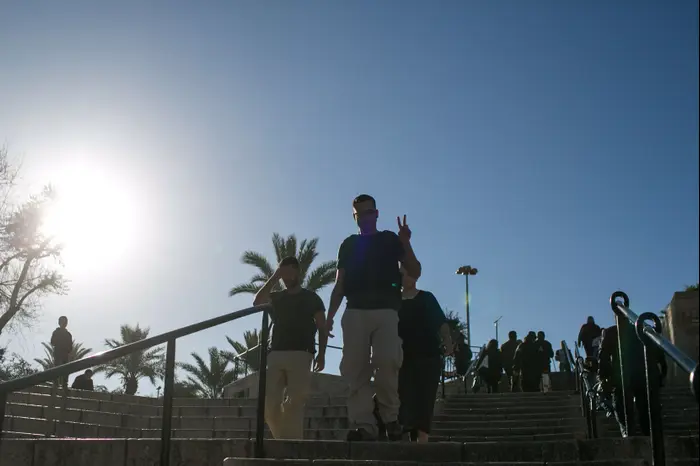מאבטחים פרטיים בעיר העתיקה שער שכם, פברואר 2016 (נועם מושקוביץ) מאבטחים פרטיים בעיר העתיקה שער שכם, פברואר 2016 (נועם מושקוביץ)