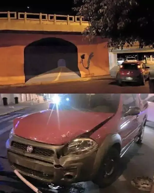 מישהו התנגש בקיר גרפיטי (צילום מסך) מישהו התנגש בקיר גרפיטי (צילום מסך)