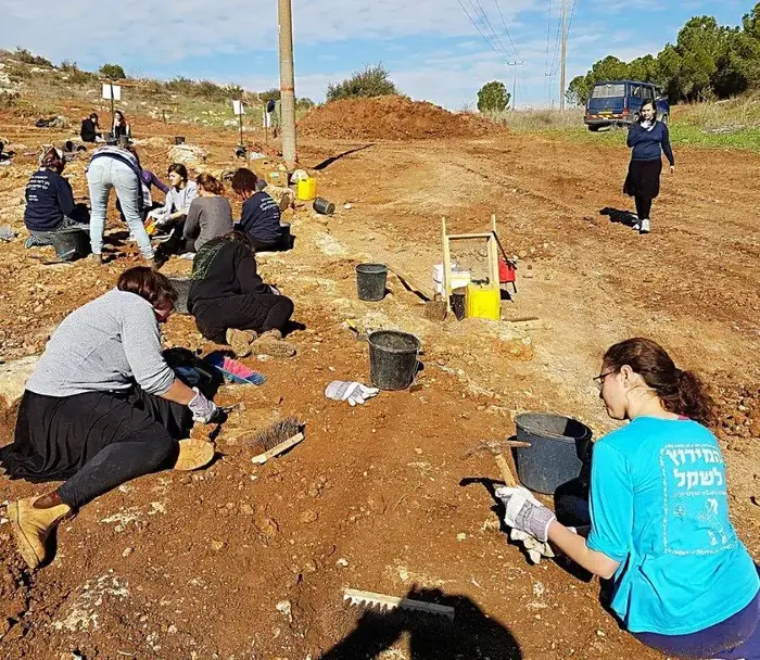 בנות אולפנת "אמית נגה" שהתנדבו בחפירה. צילום: אירנה זילברבוד, רשות העתיקות (מערכת וואלה! NEWS)