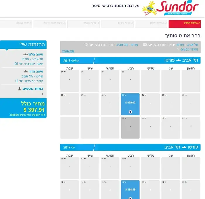 מבצע טיסות של חברת סאן דור (צילום מסך , סאן דור)