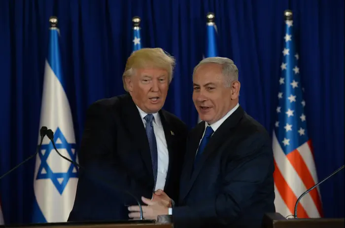 ראש הממשלה בנימין נתניהו והנשיא ארה"ב דולנד טראמפ בהצהרות , בבית רה"מ 22 במאי 2017 (לשכת העיתונות הממשלתית , חיים צח)