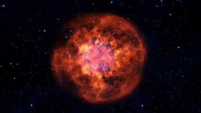 התנגשות של שני כוכבי ניוטרונים (צילום מסך , NRAO/AUI/NSF)