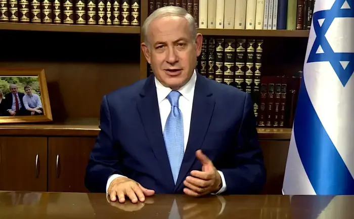 ראש הממשלה בנימין נתניהו מגיב על העברת השגרירות האמריקאית בישראל לירושלים, 6 בדצמבר 2017 (צילום מסך , לע"מ) ראש הממשלה בנימין נתניהו מגיב על העברת השגרירות האמריקאית בישראל לירושלים, 6 בדצמבר 2017 (צילום מסך , לע"מ)